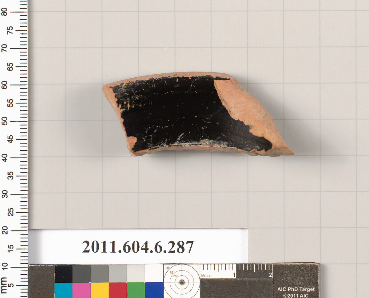 Terracotta rim fragment of a kalathos?, Terracotta, Greek, Attic