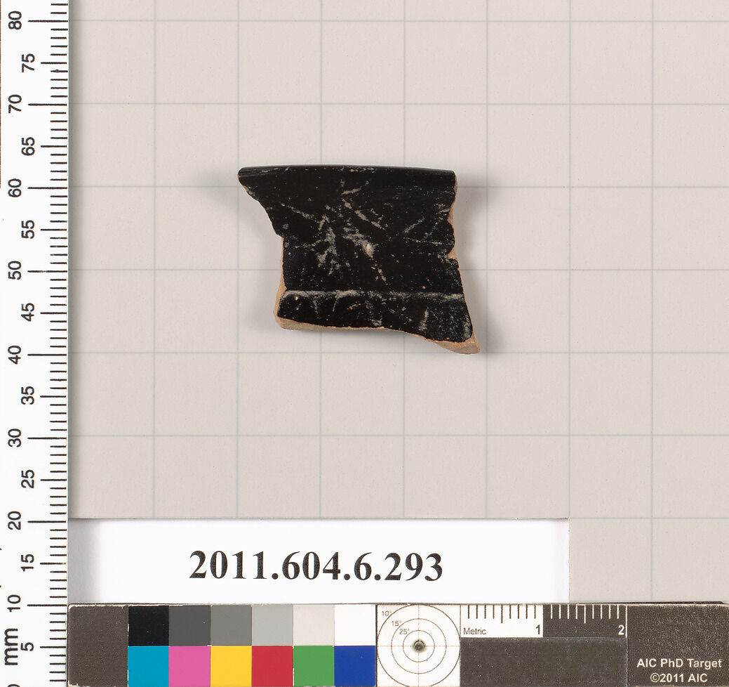 Terracotta fragment of a calyx-cup?, Terracotta, Greek, Attic 