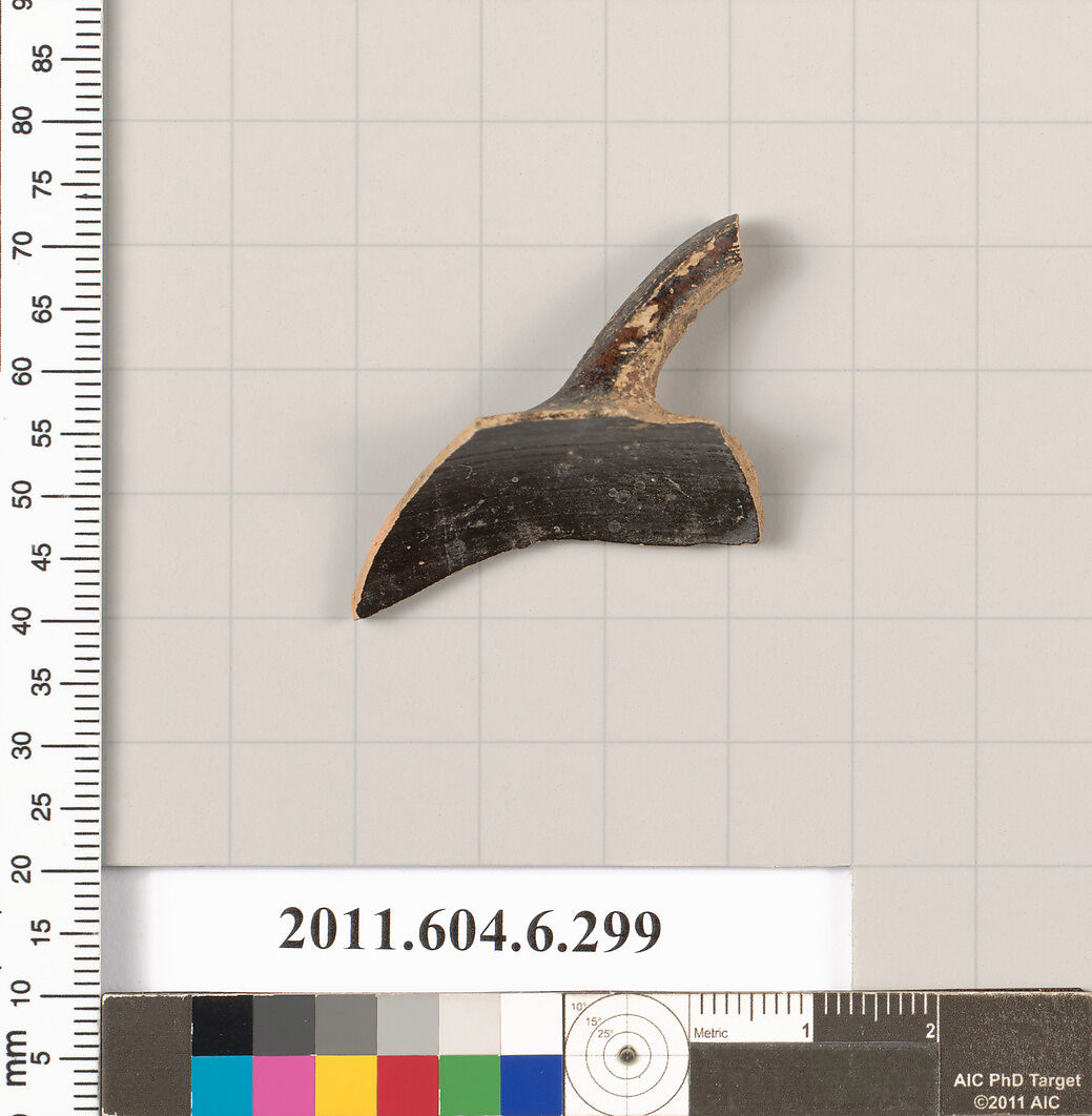 Terracotta rim fragment of a skyphos (deep drinking cup)?, Terracotta, Greek, Attic