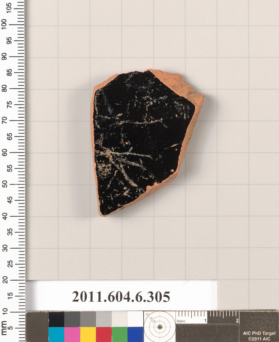 Terracotta fragment of an open shape, Terracotta, Greek, Attic