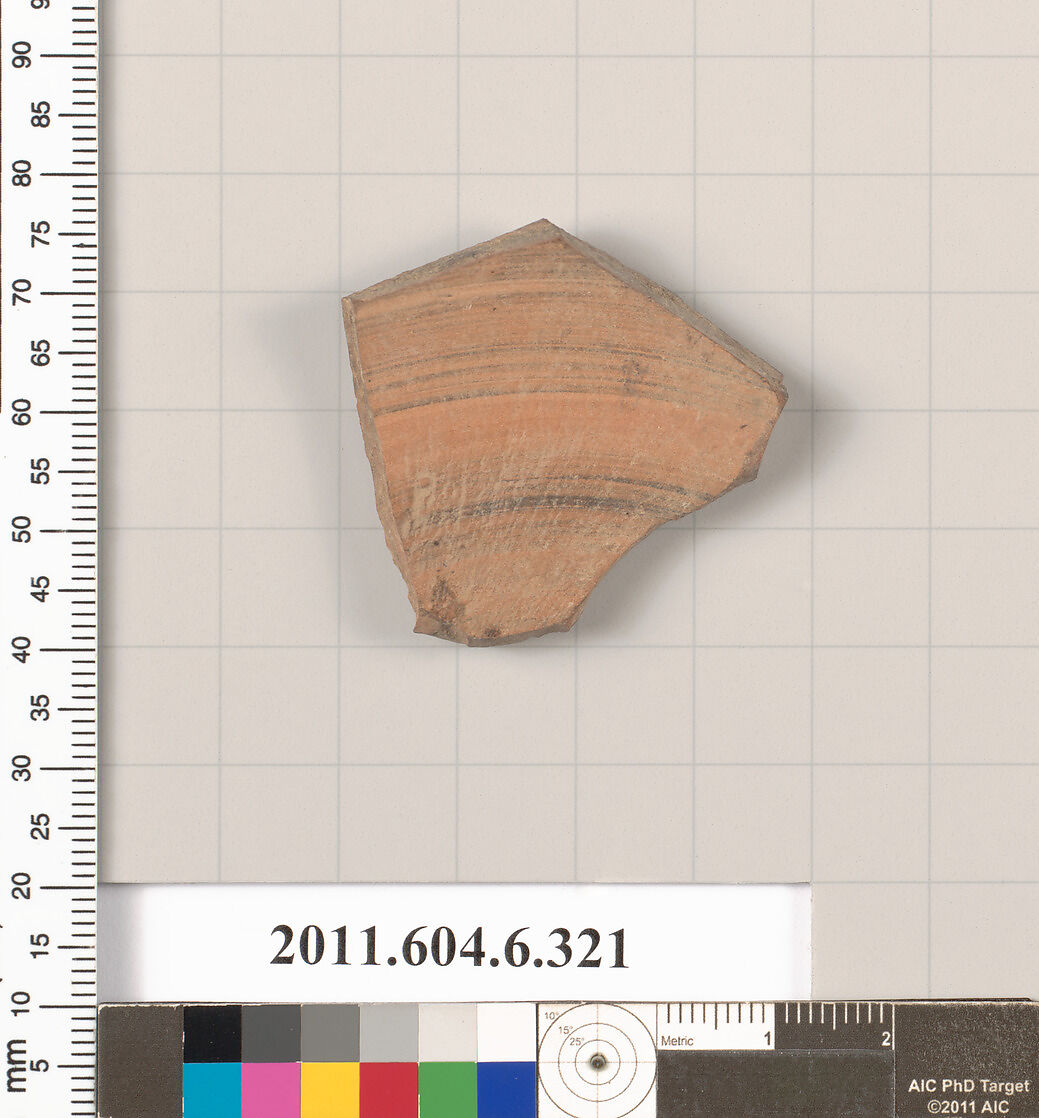 Terracotta fragment of a closed shape, Terracotta, Greek, Attic