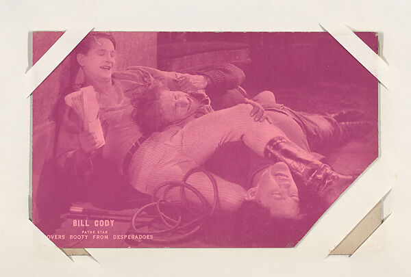 Bill Cody covers booty from desperadoes from Western Stars or Scenes Exhibit Cards series (W412), Exhibit Supply Company, Commercial color photolithograph 