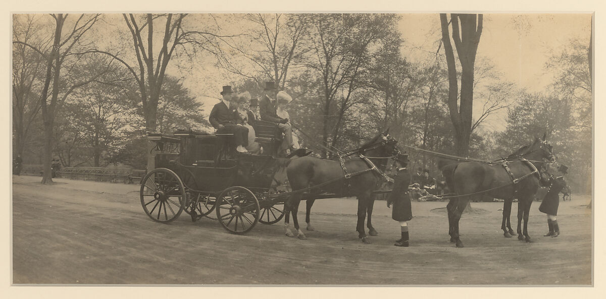 Coaching Club Members in a Park Drag in Central Park, Photogravure (?) 