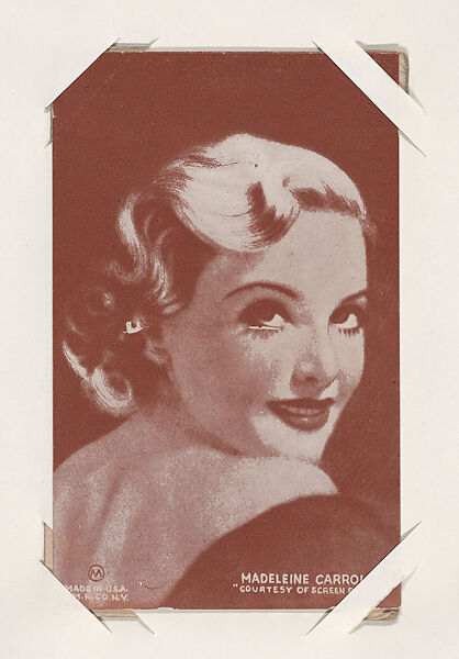 Madeleine Carroll from Movie Stars Exhibit Cards series (W401), International Mutoscope Reel Company, Commercial color photolithograph 