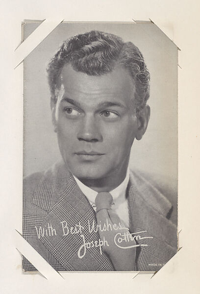 Joseph Cotten from Movie Stars Exhibit Cards series (W401), Commercial photolithograph 