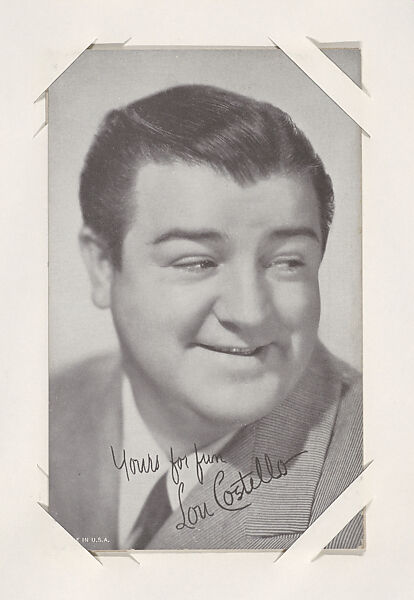 Lou Costello from Stars Exhibit Cards series (W401), Commercial photolithograph 