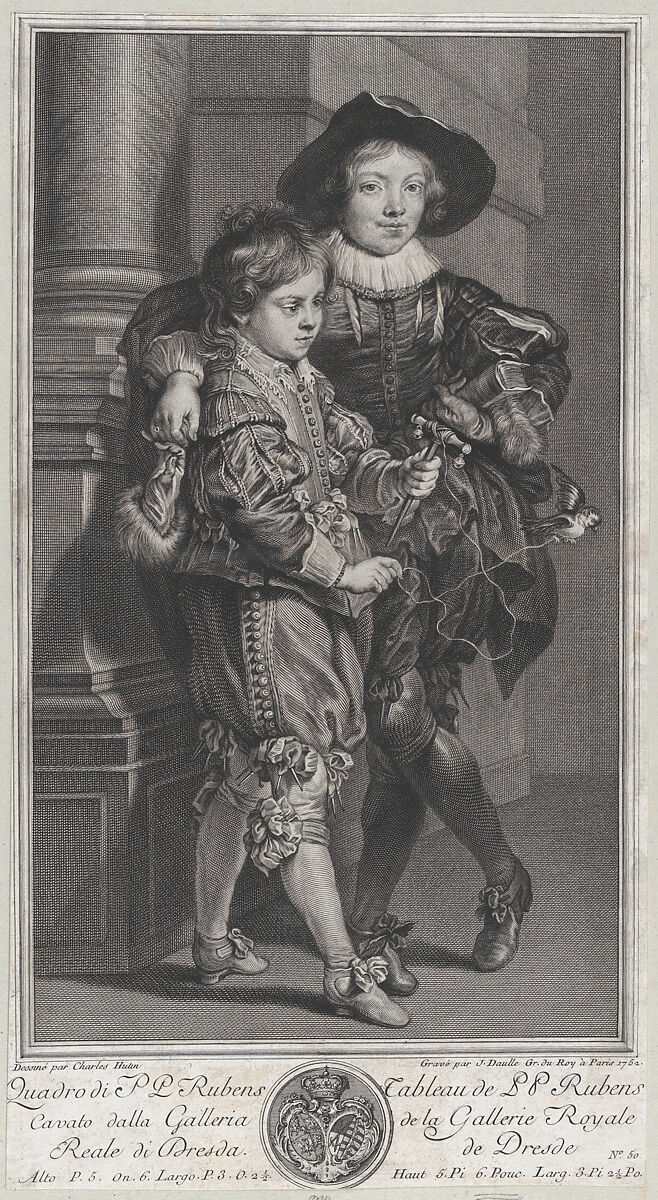Portrait of Rubens' sons, Albert and Nikolaus, Jean Daullé (French, Abbeville 1703–1763 Paris), Engraving 