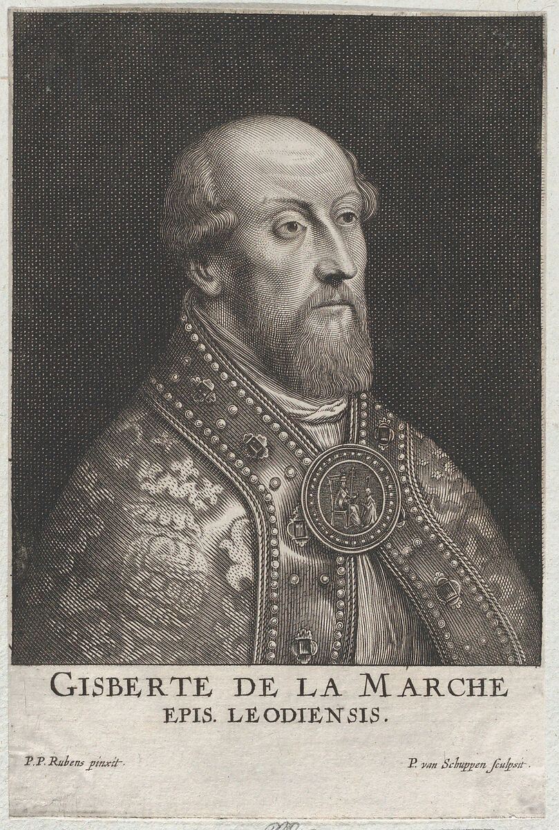 Portrait of Gisbert de la Marche, Bishop of Liège, Pierre van Schuppen (Flemish, Antwerp 1627–1702 Paris), Engraving 