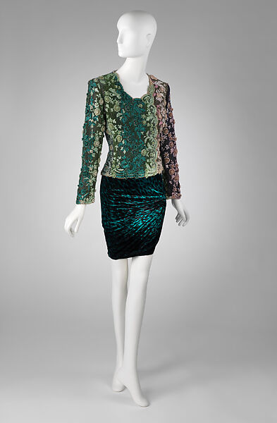 Ensemble, Gianni Versace (Italian, founded 1978), (a) silk, glass; (b) silk, Italian 