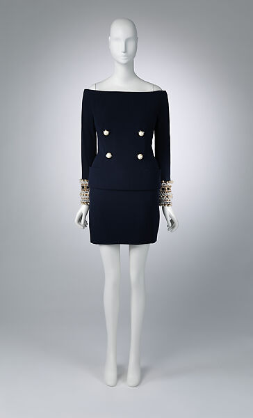 Ensemble, Gianni Versace (Italian, founded 1978), (a) wool, silk, glass, synthetic, metal; (b) wool, silk, Italian