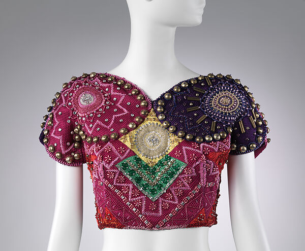 Blouse, Gianni Versace (Italian, founded 1978), silk, glass, Italian 