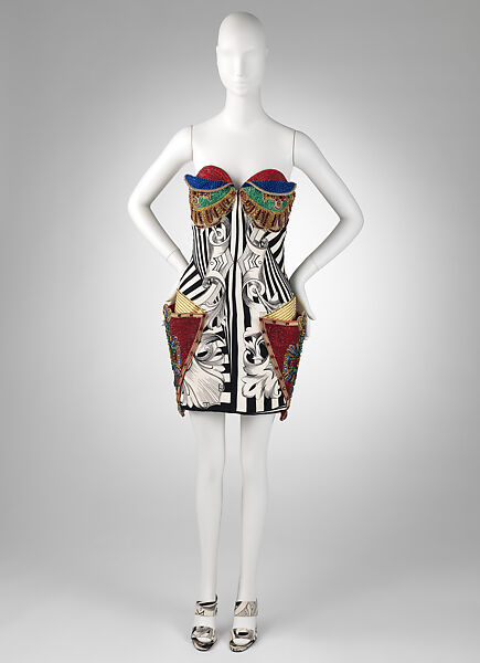 Dress, Gianni Versace (Italian, founded 1978), silk, glass, Italian 