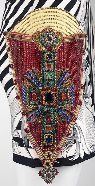Dress, Gianni Versace (Italian, founded 1978), silk, glass, Italian