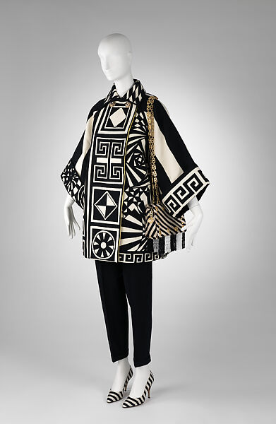 Ensemble, Gianni Versace (Italian, founded 1978), (a) wool, silk, metal, glass; (b) silk, Italian