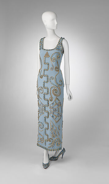 Ensemble, Gianni Versace (Italian, founded 1978), (a) silk, metal, glass; (b, c) leather, silk, metal, glass, Italian 