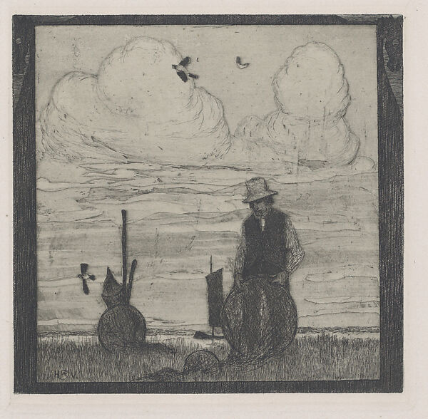 To the Spring (An den Frühling), Heinrich Vogeler (German, Bremen 1872-1942 Kazakhstan), Ten etchings in portfolio with woodcut title and printed boards