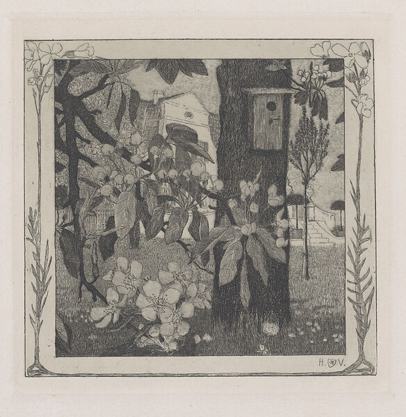 To the Spring (An den Frühling), Heinrich Vogeler (German, Bremen 1872-1942 Kazakhstan), Ten etchings in portfolio with woodcut title and printed boards