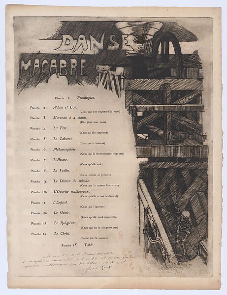 Dance of Death, Marcel Roux (French, Bessenay 1878–1922 Chartres), Fifteen etchings in a printed portfolio