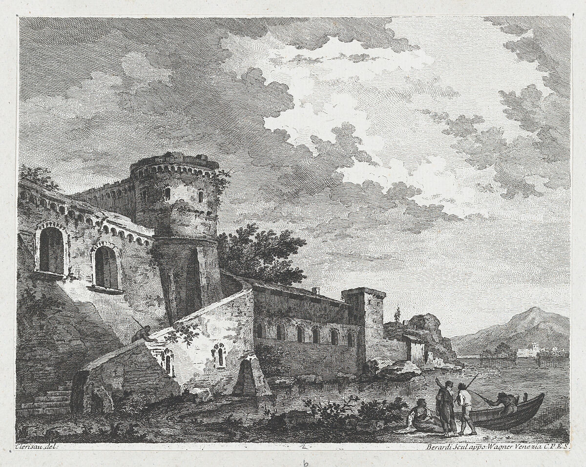 River Scene with Castle, Fabio Berardi (Italian, Siena 1728–1788 Venice), Etching 