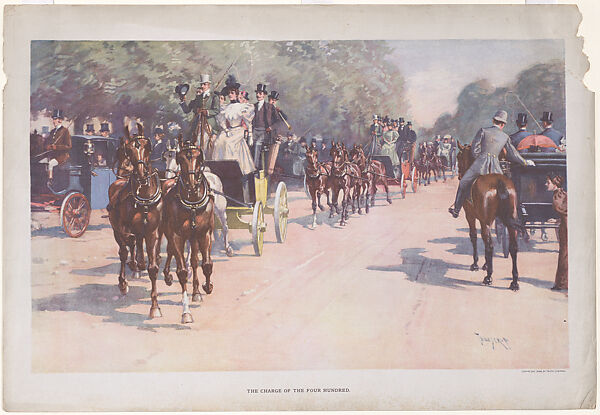 The Charge of the Four Hundred, After Thure de Thulstrup (American (born Sweden), Stockholm 1848–1930 United States), Color lithograph 