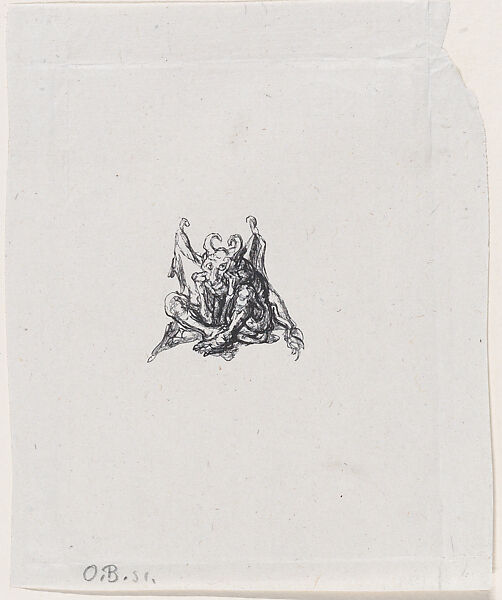 Seated imp, Oskar Bangemann (German, 1882–1942), Wood engraving 
