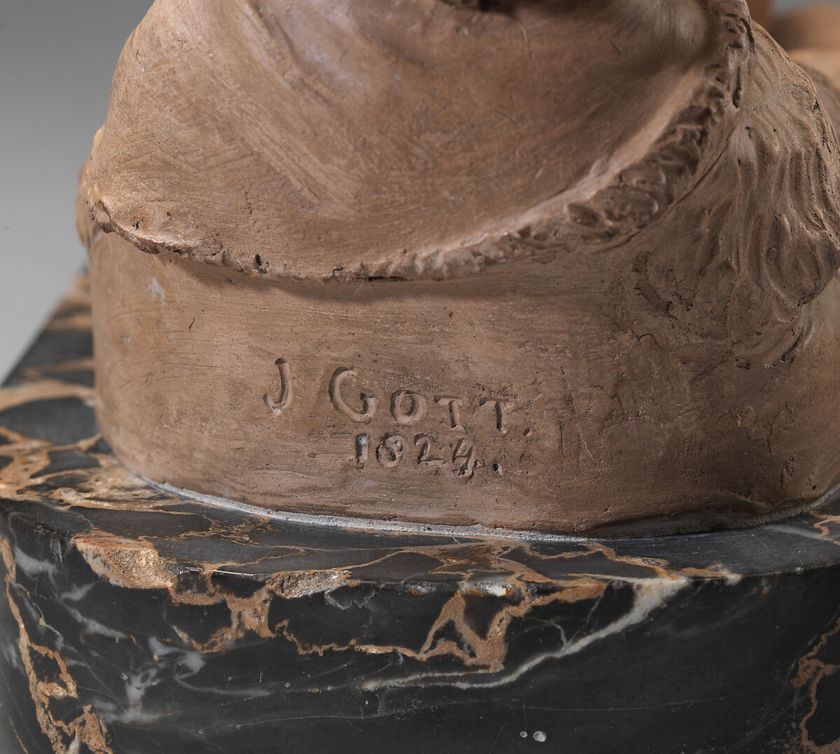 Infant Bacchus with Grapes, Joseph Gott (British, Leeds 1786 – 1860 Rome), Terracotta; marble, British