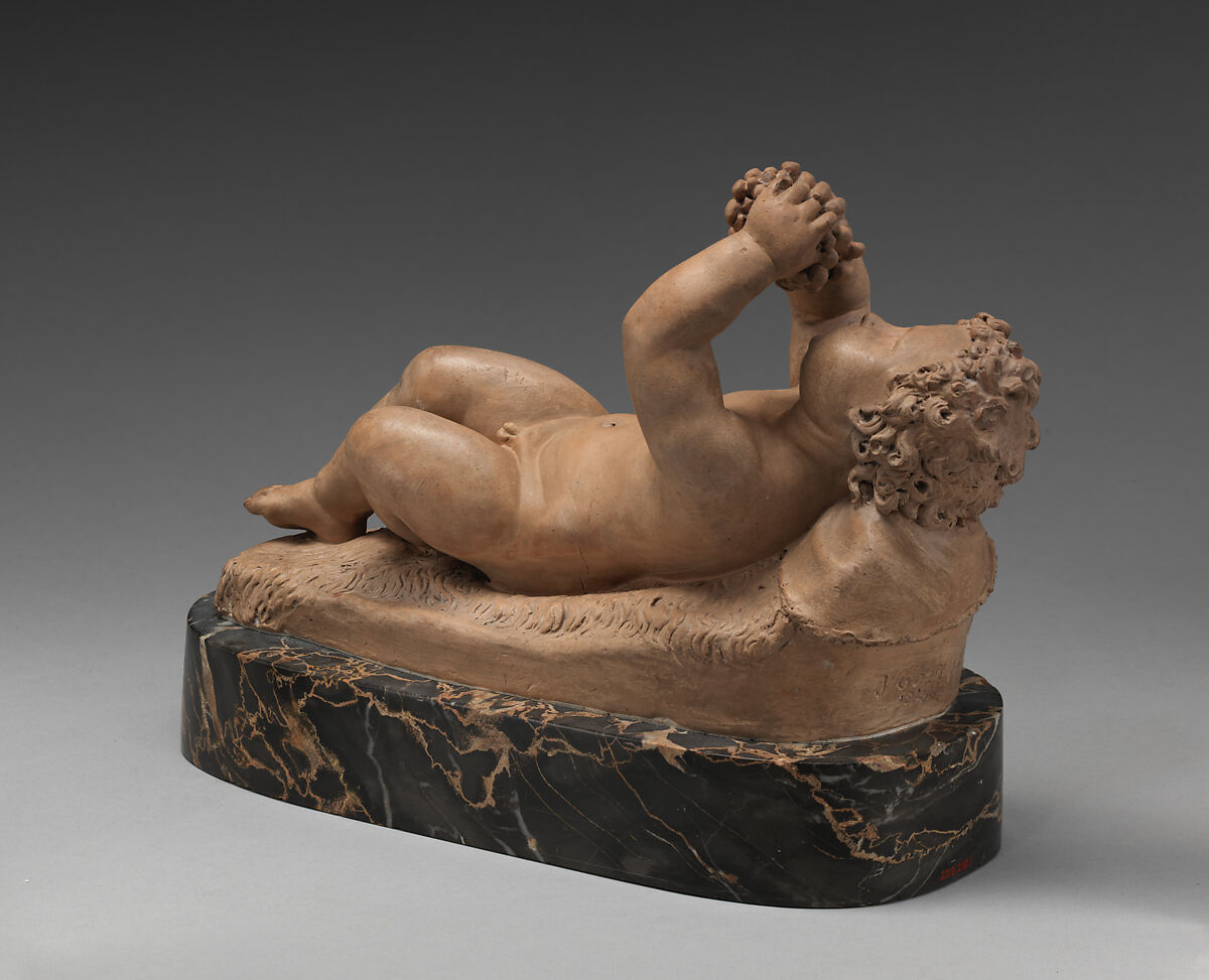 Infant Bacchus with Grapes, Joseph Gott (British, Leeds 1786 – 1860 Rome), Terracotta; marble, British
