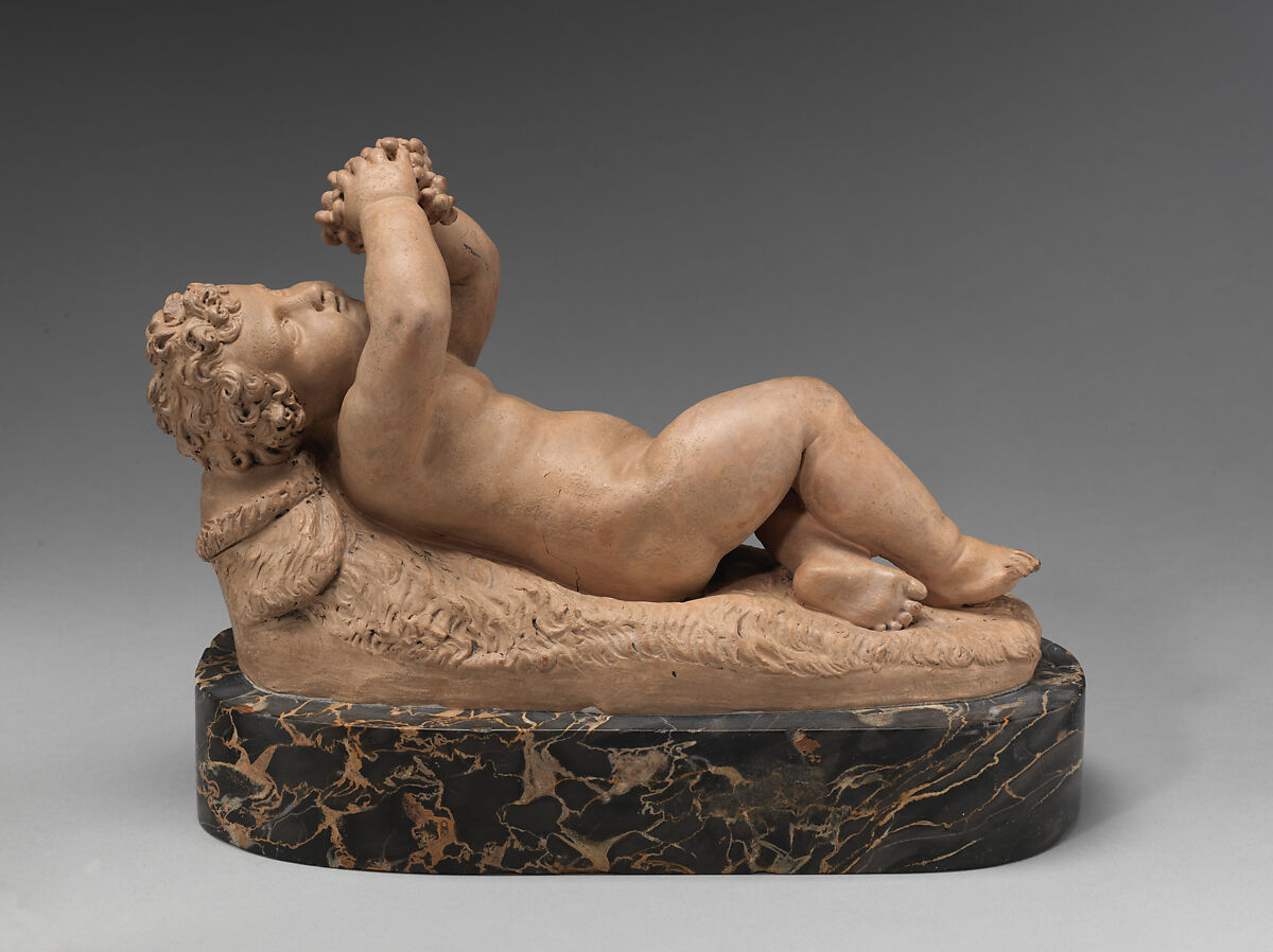 Infant Bacchus with Grapes, Joseph Gott (British, Leeds 1786 – 1860 Rome), Terracotta; marble, British 