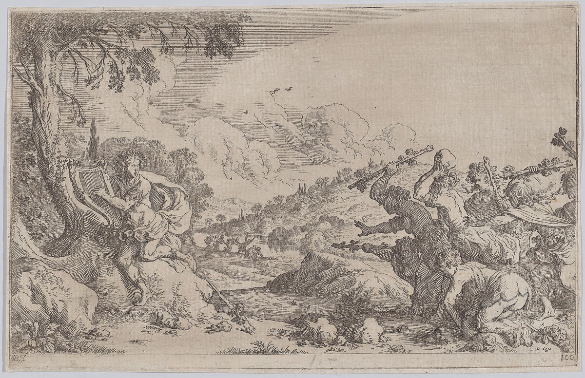 Plate 100: The death of Orpheus, from 'Ovid's Metamorphoses', Johann Wilhelm Baur (German, Strasbourg 1607–1642 Vienna), Etching 