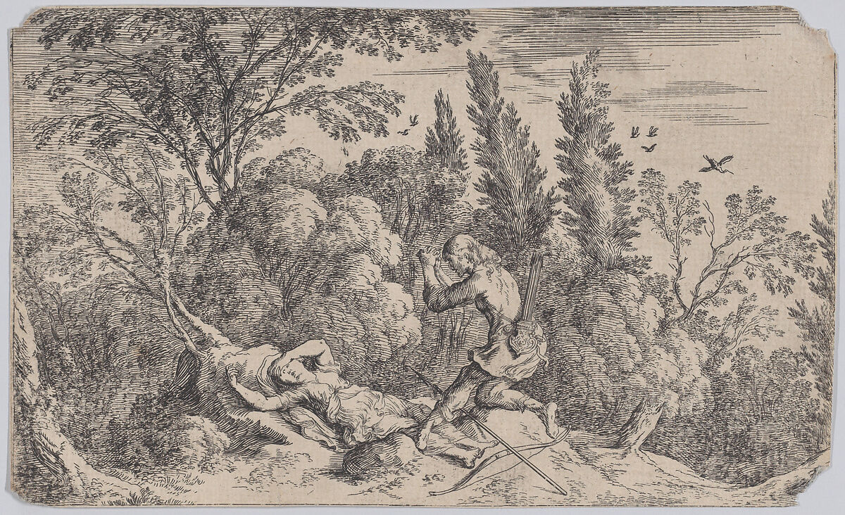 Cephalus and Procris, plate 70 from "Ovid's Metamorphoses", Johann Wilhelm Baur (German, Strasbourg 1607–1642 Vienna), Etching 