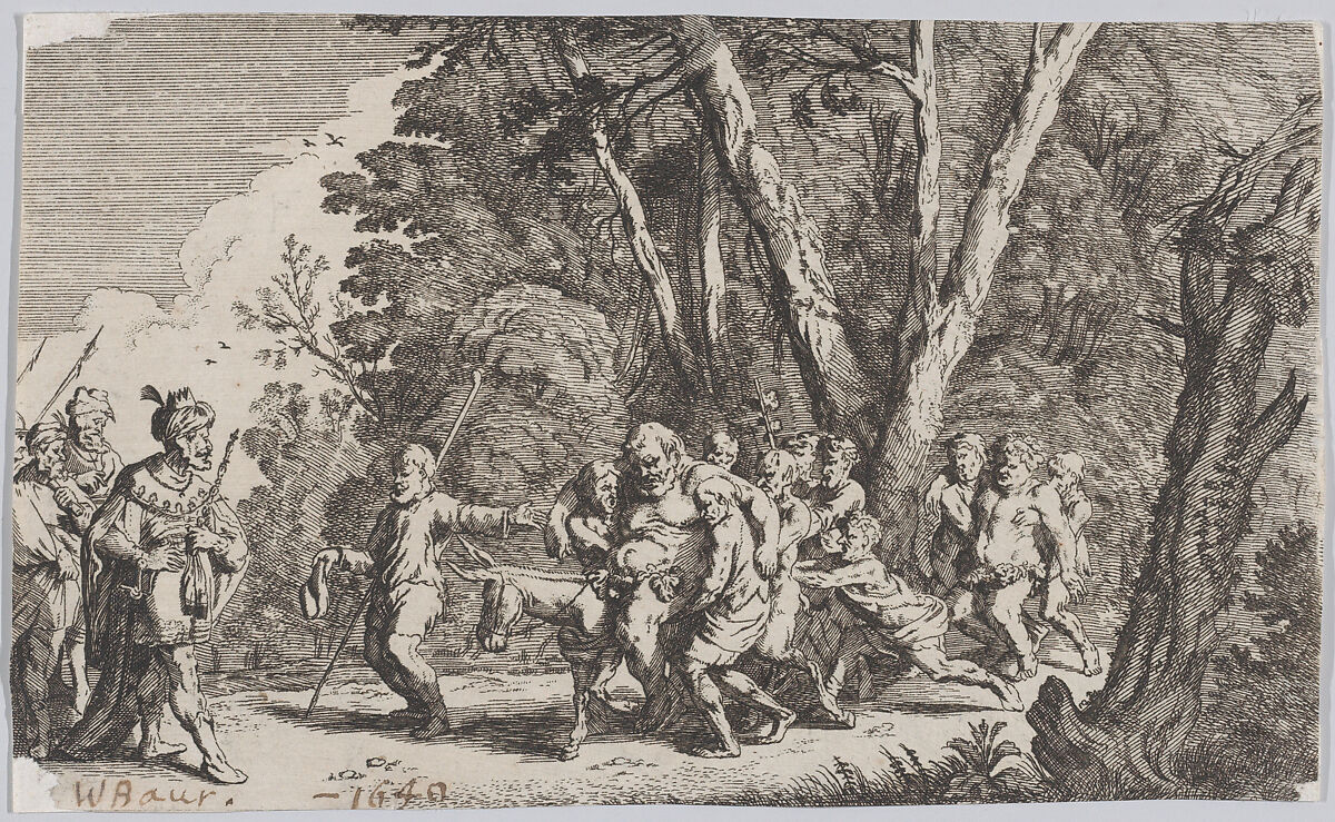 Plate 101: Silenus before King Midas, from 'Ovid's Metamorphoses', Johann Wilhelm Baur (German, Strasbourg 1607–1642 Vienna), Etching 
