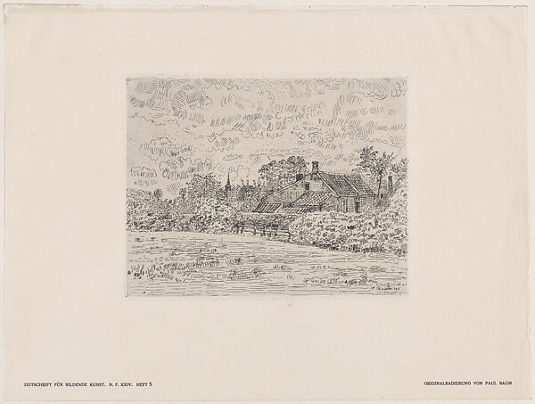 The Cottage, Paul Baum (German, Meissen 1859–1932 San Gimignano), Etching 