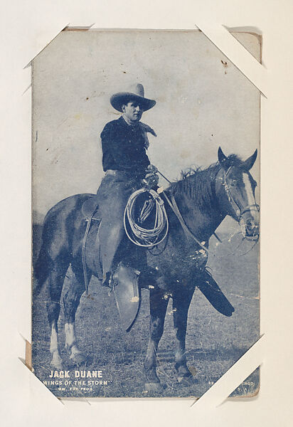 Jack Duane in "Wings of the Storm" from Western Stars or Scenes Exhibit Cards series (W412), Exhibit Supply Company, Commercial color photolithograph 