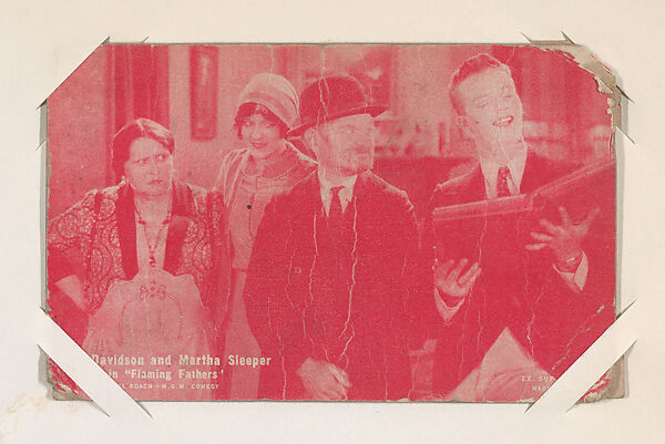 Max Davidson and Martha Sleeper in "Flaming Fathers" from Scenes from Movies Exhibit Cards series (W404), Exhibit Supply Company, Commercial color photolithograph 