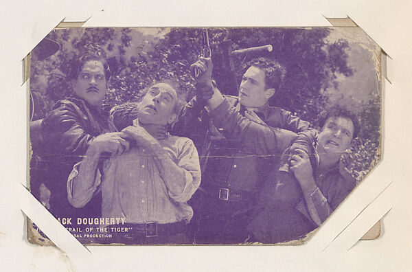 Jack Dougherty in "The Trail of the Tiger" from Scenes from Movies Exhibit Cards series (W404), Exhibit Supply Company, Commercial color photolithograph 
