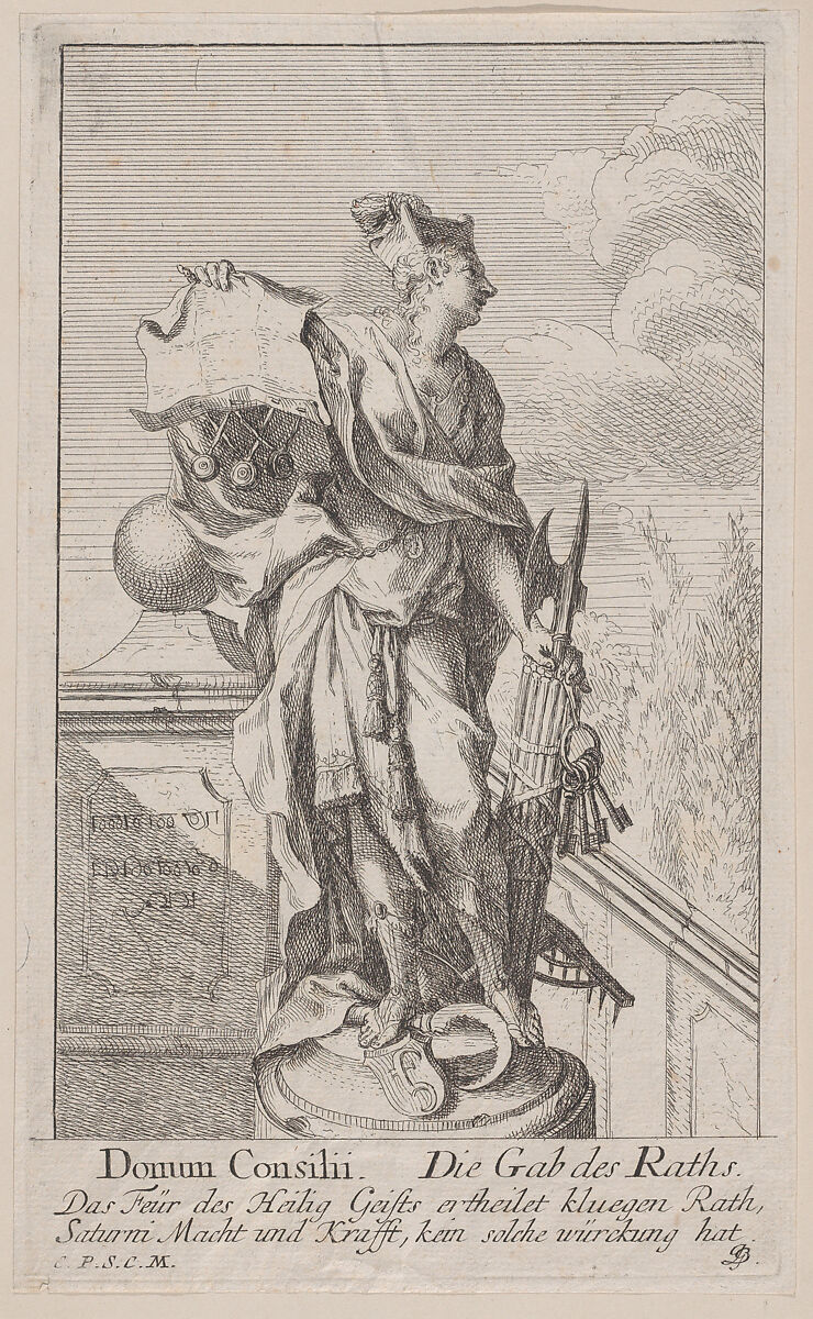 The Gift of Counsel, Johann Georg Bergmüller (German, Türkheim 1688–1762 Augsburg), Etching 