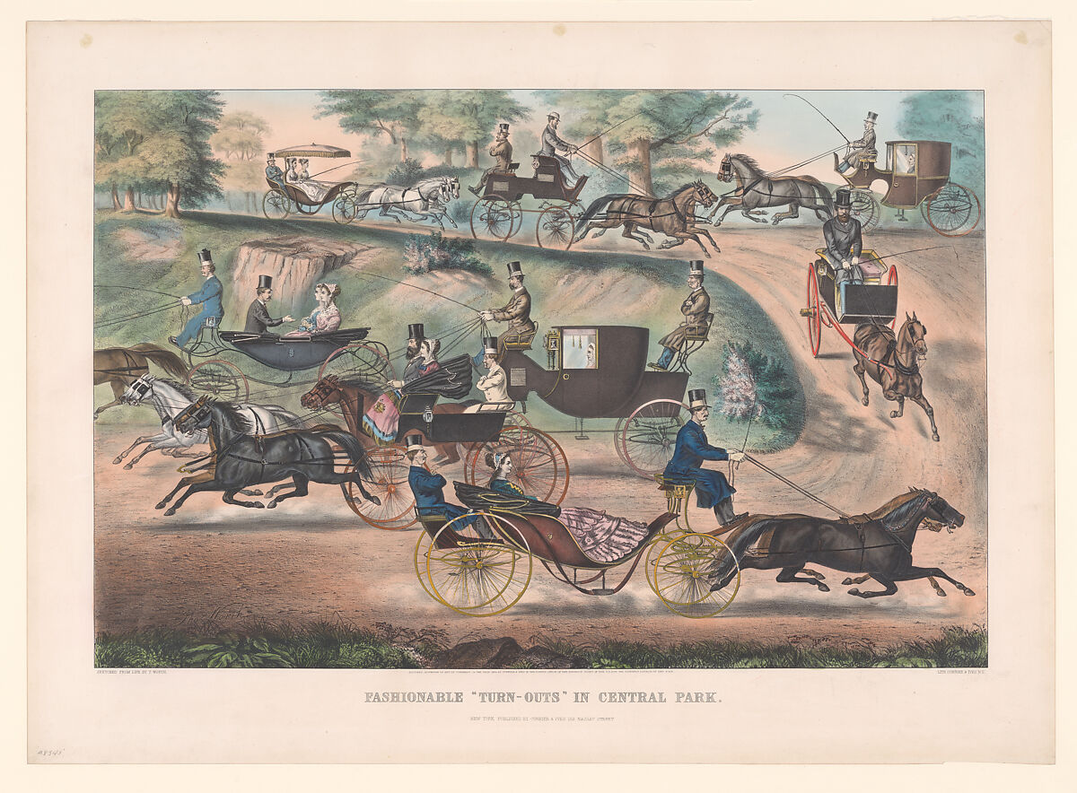 Fashionable "Turn-Outs" in Central Park, Thomas B. Worth (American, New York 1834–1917 Staten Island, New York), Hand-colored lithograph 