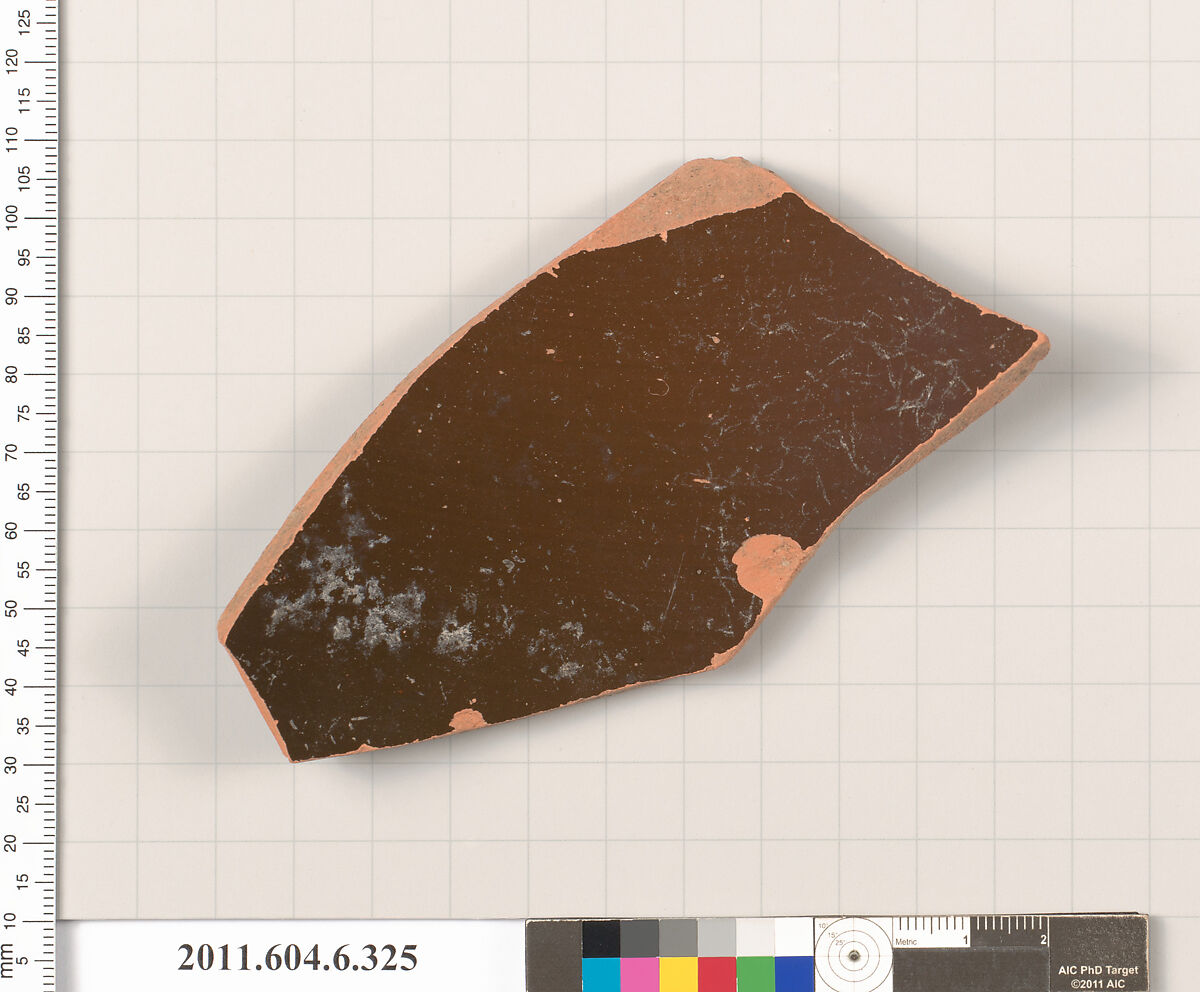 Terracotta fragment of a krater (bowl for mixing wine and water)?, Terracotta, Greek, Attic