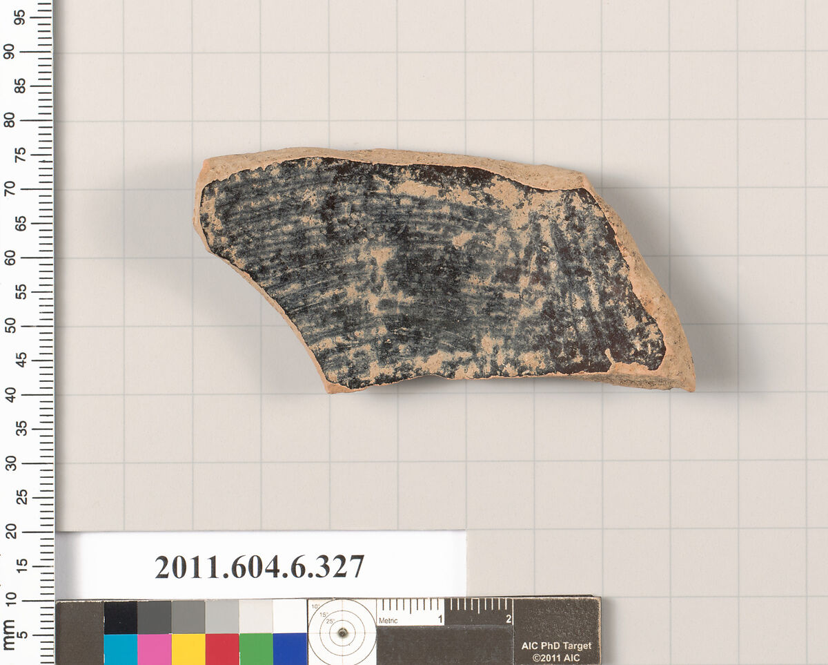 Terracotta fragment of an unidentified shape, Terracotta, Greek, Attic