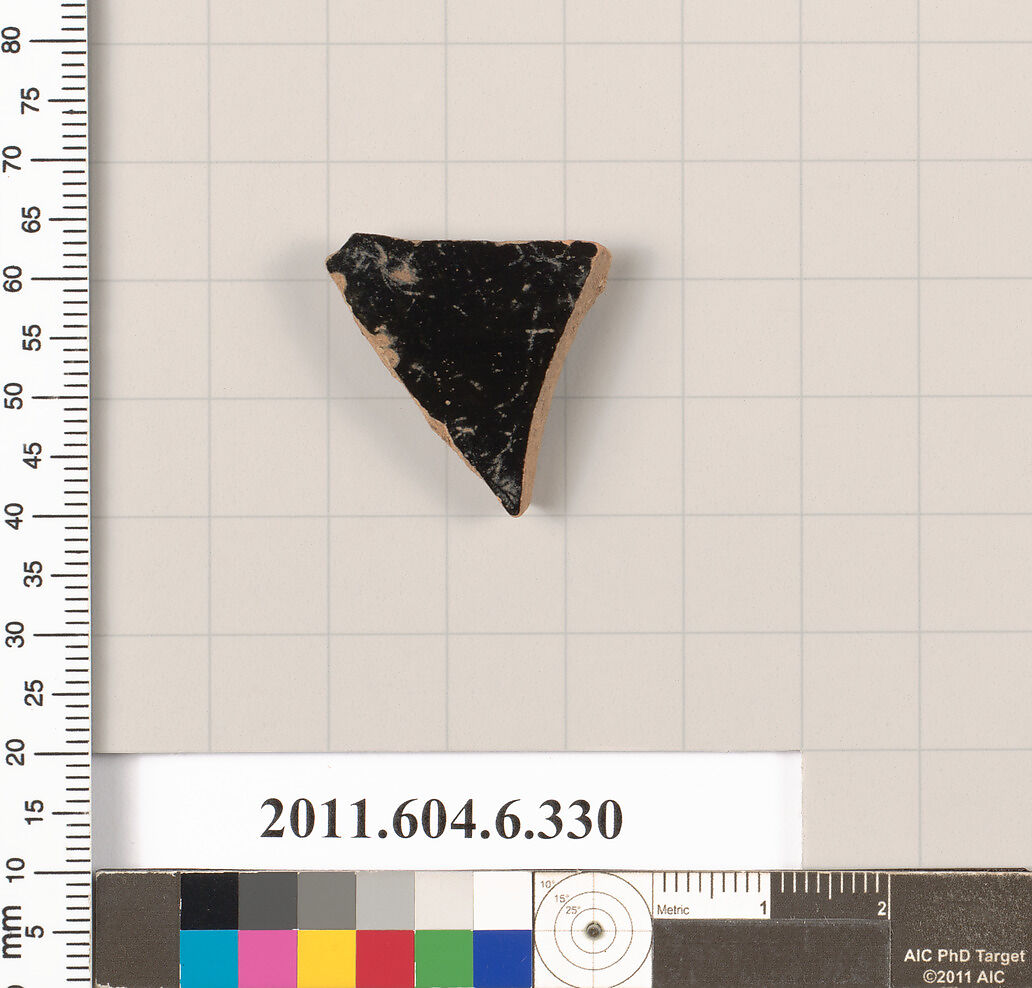 Terracotta fragment of an open shape, Terracotta, Greek, Attic