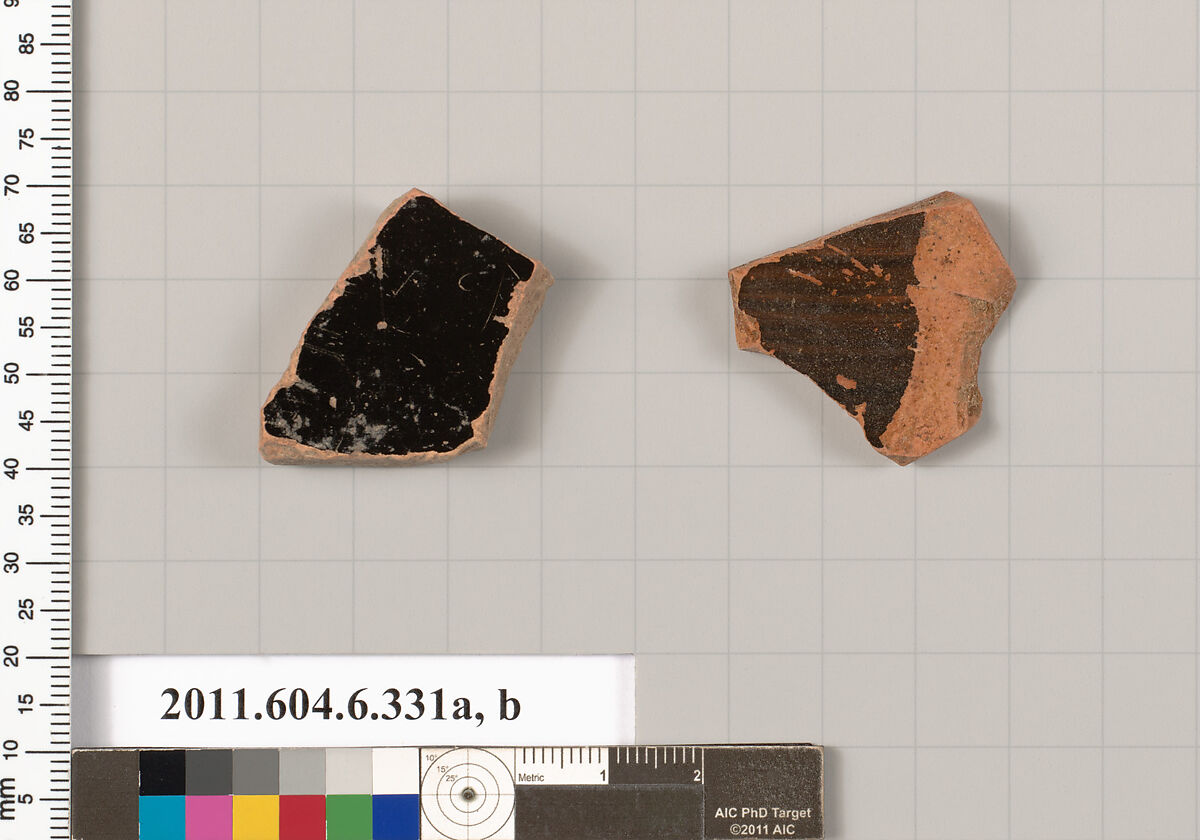 Terracotta fragments of open shapes, Terracotta, Greek, Attic