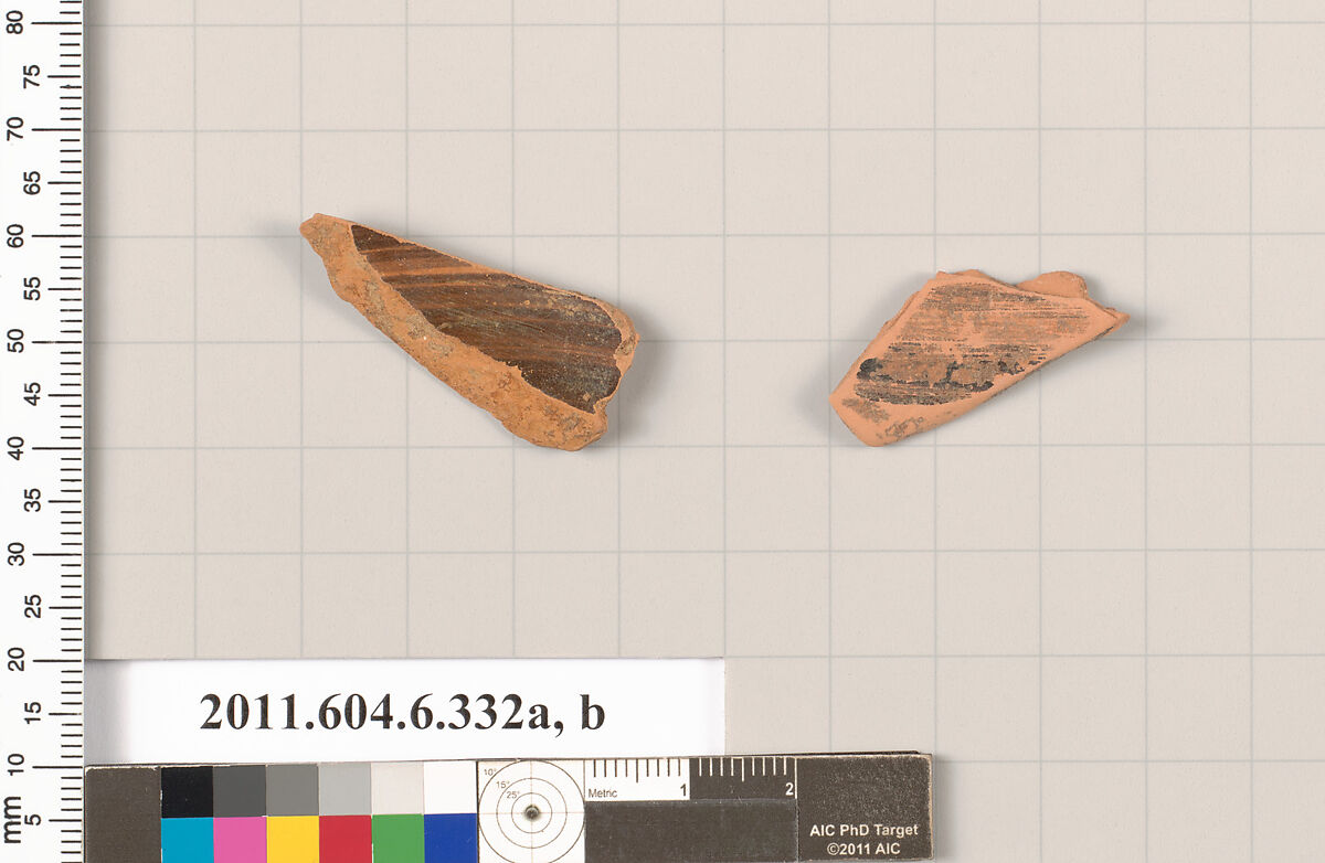 Terracotta fragments of unidentified shapes, Terracotta, Greek, Attic