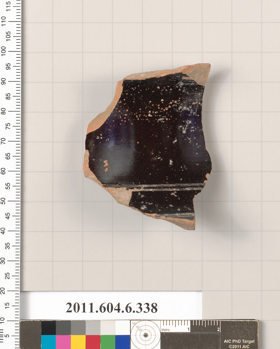 Terracotta fragment of an oinochoe (jug)?, Terracotta, Greek, Attic 
