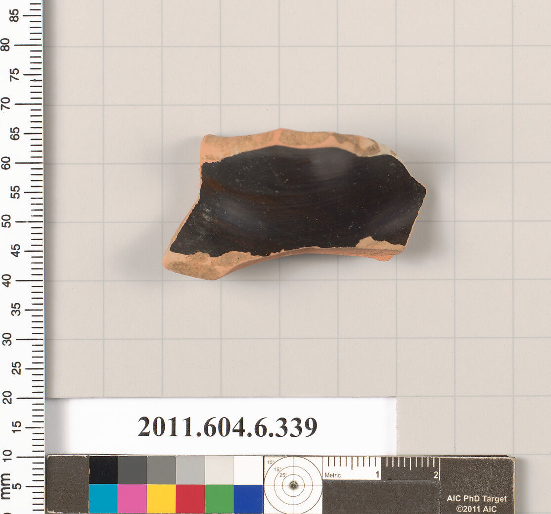 Terracotta fragment of an oinochoe (jug)?, Terracotta, Greek, Attic 