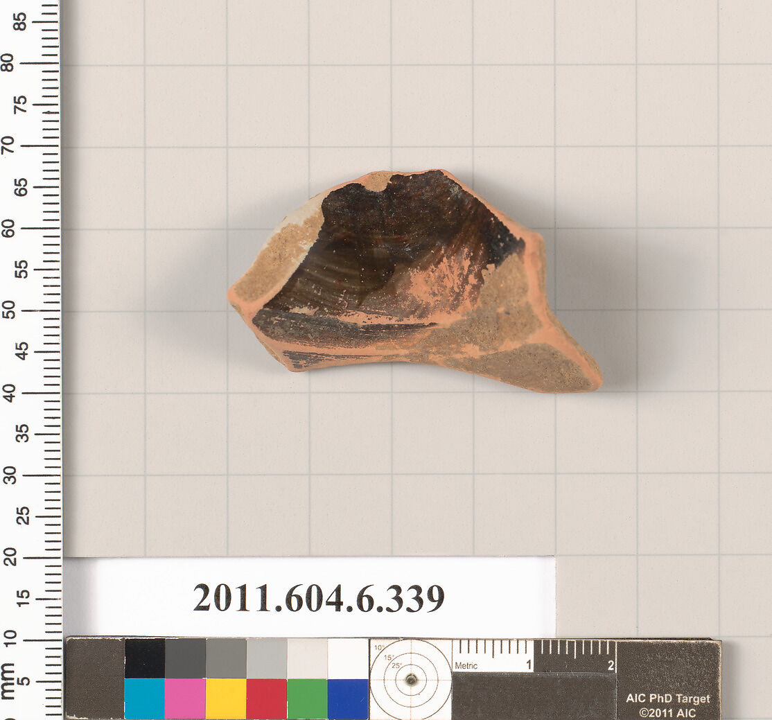 Terracotta fragment of an oinochoe (jug)?, Terracotta, Greek, Attic