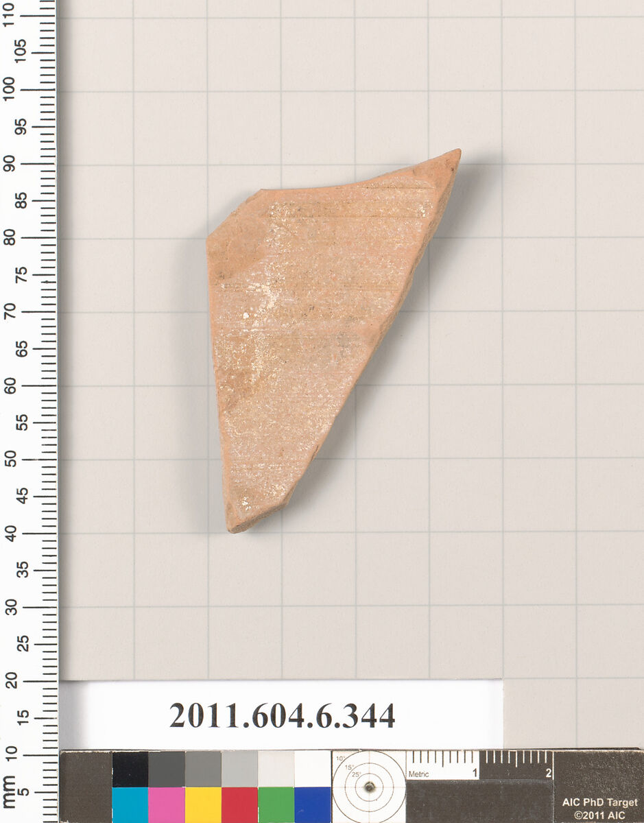 Terracotta fragment of a closed shape, Terracotta, Greek, Attic