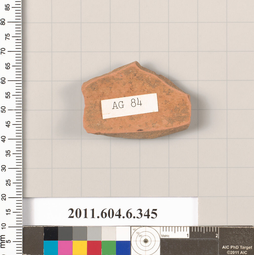 Terracotta fragment of a closed shape, Terracotta, Greek, Attic