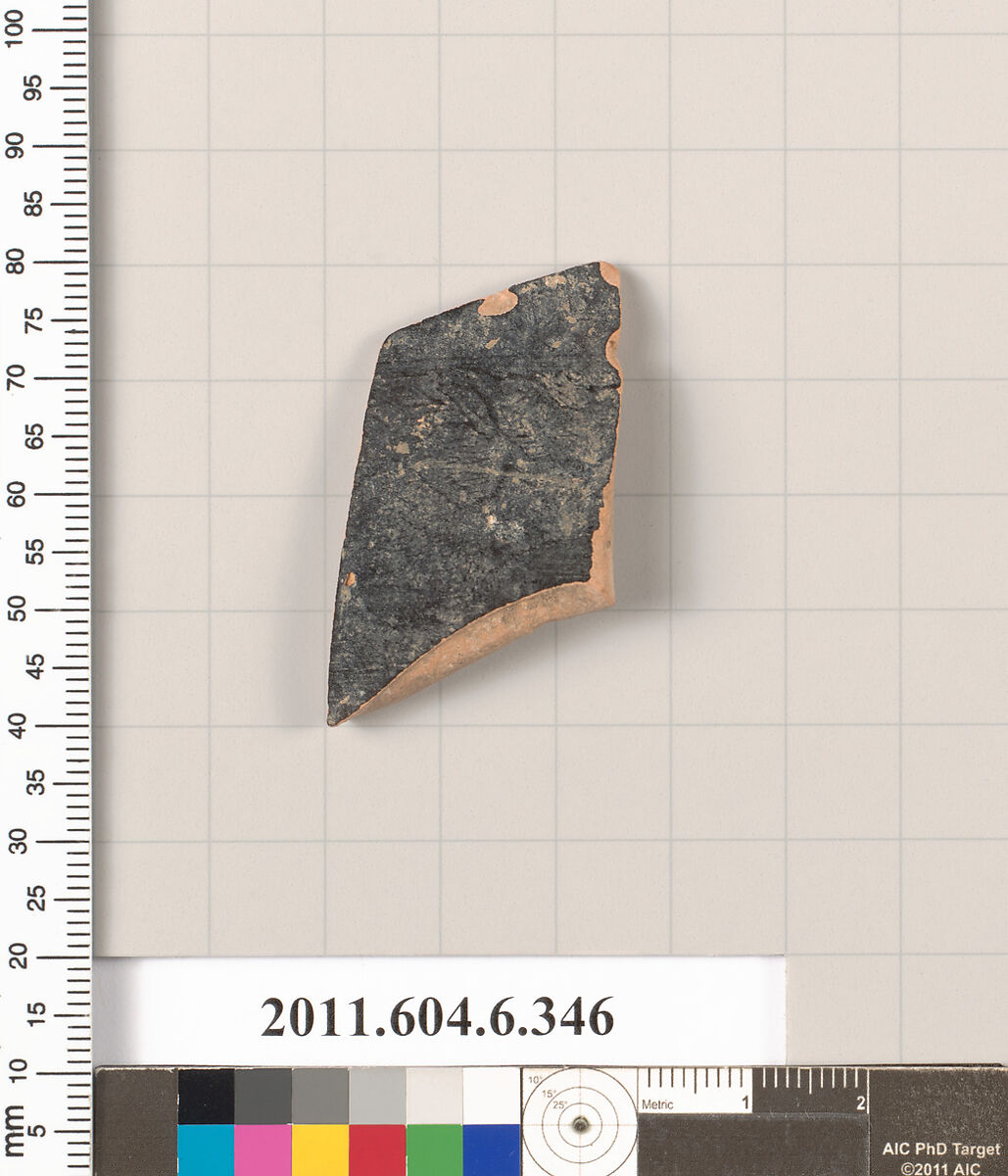 Terracotta fragment of a closed shape, Terracotta, Greek, Attic