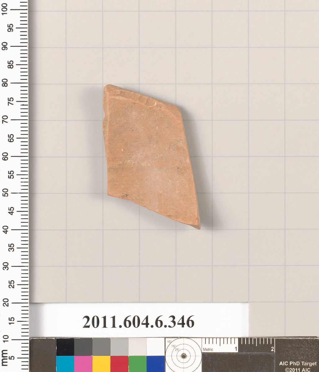 Terracotta fragment of a closed shape, Terracotta, Greek, Attic