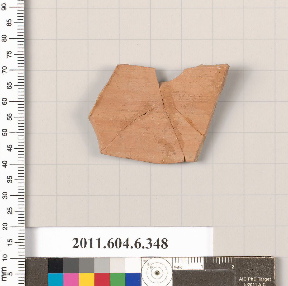 Terracotta fragment of a closed shape, Terracotta, Greek, Attic